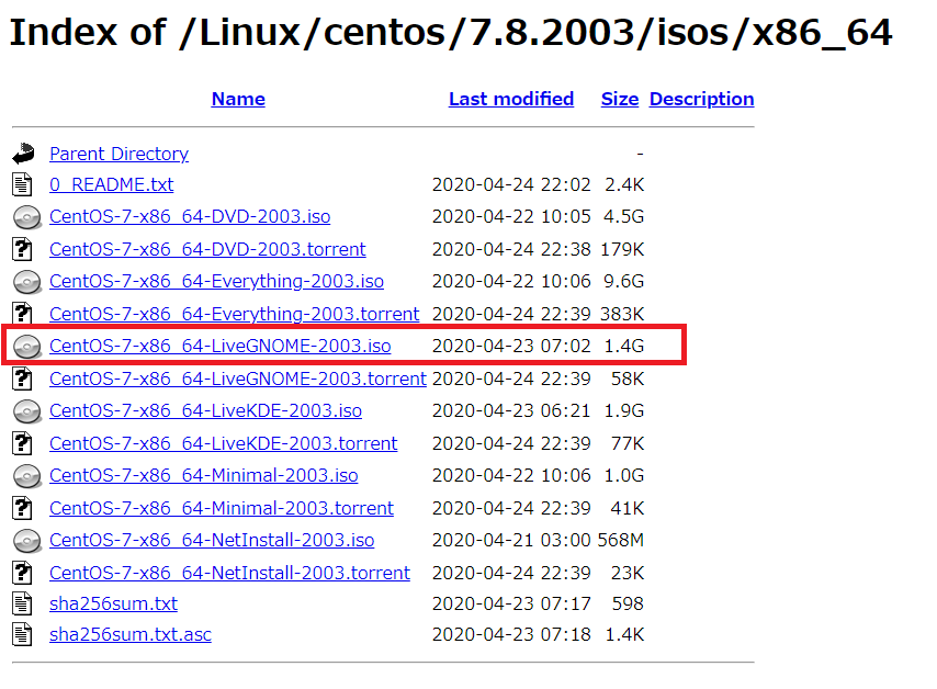 CentOS 7.8 2003 LiveGnome