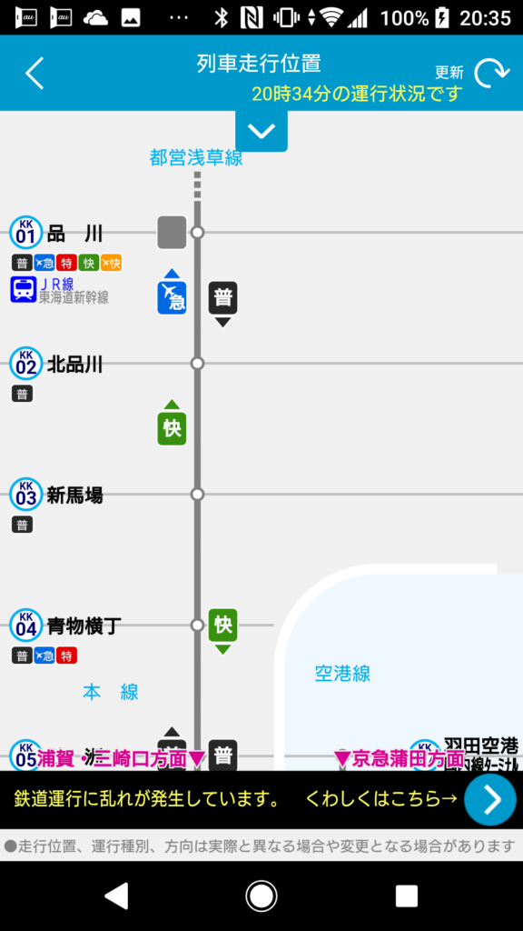 列車走行位置(京急本線)