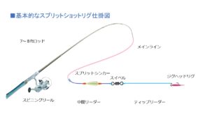 スプリットショットリグ仕掛け図